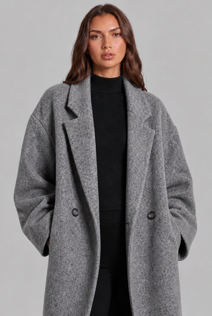 Oversized Wool Coat with Notched Lapel Audrey Calvero