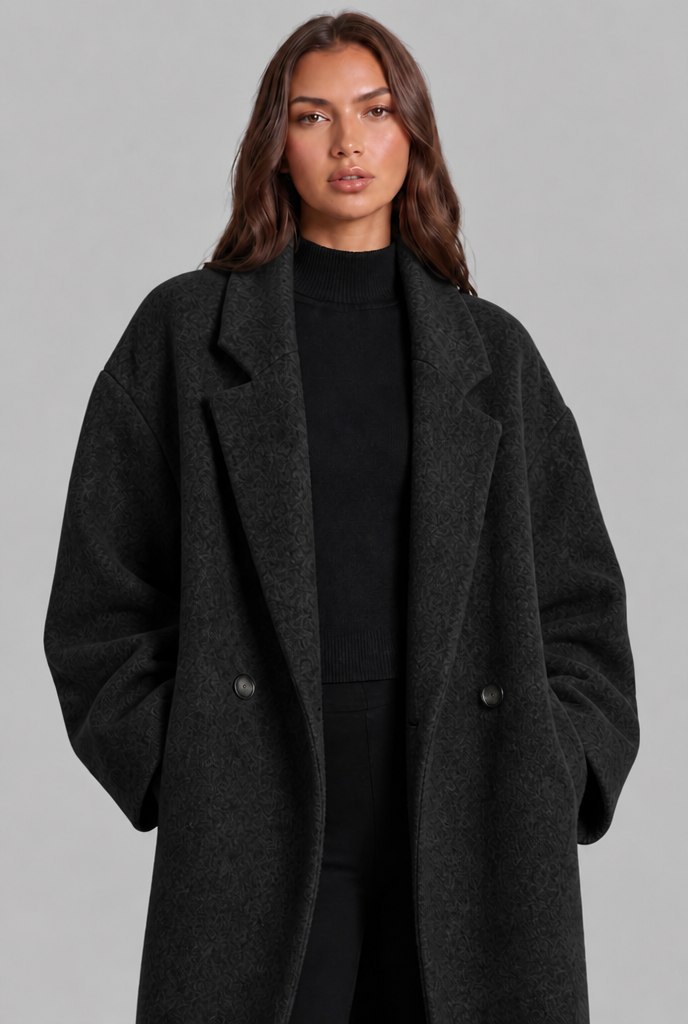 Oversized Wool Coat with Notched Lapel Audrey Calvero