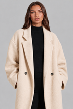 Oversized Wool Coat with Notched Lapel Audrey Calvero