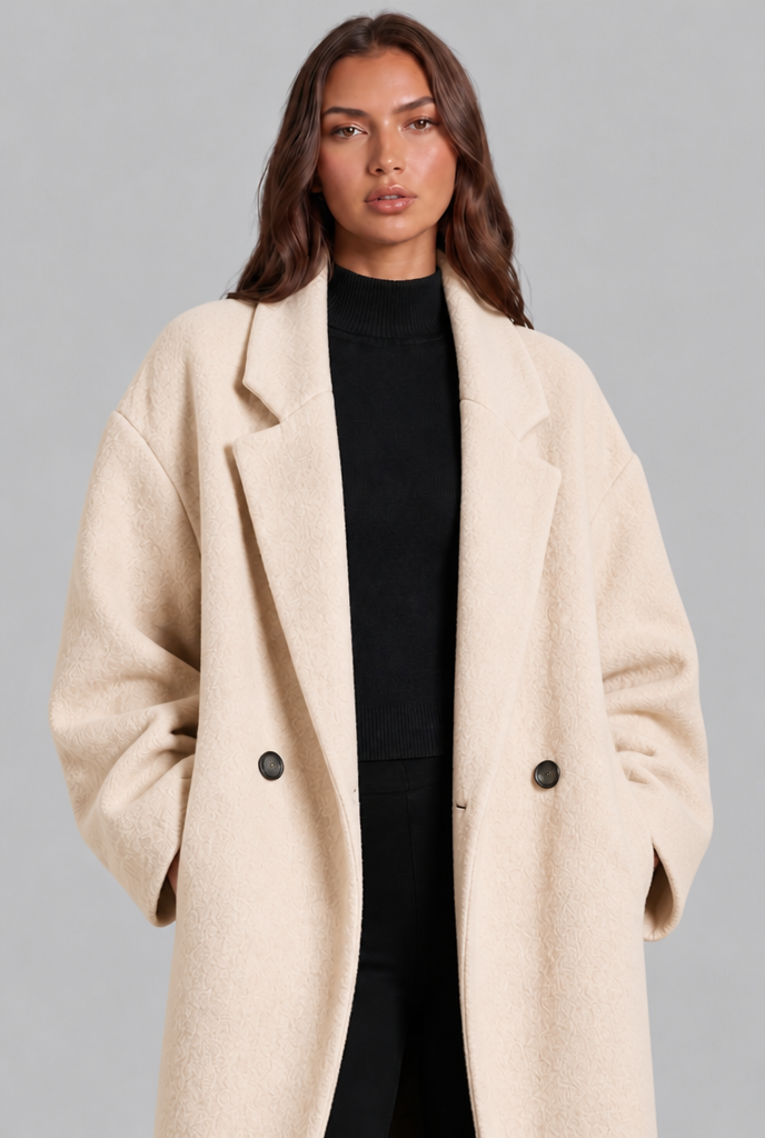 Oversized Wool Coat with Notched Lapel Audrey Calvero