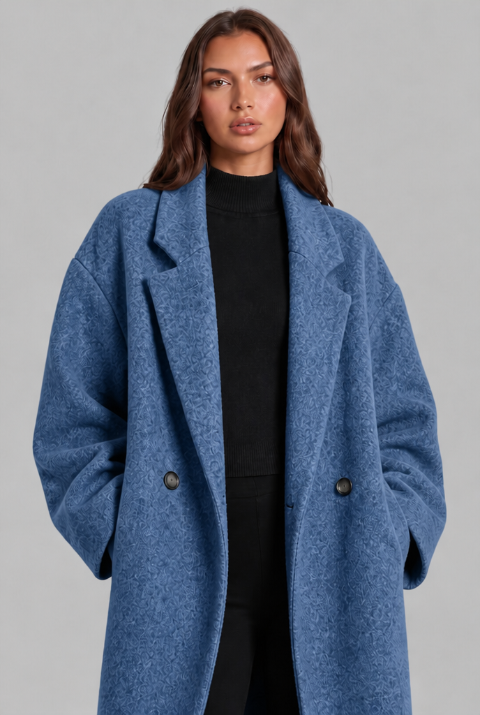 Oversized Wool Coat with Notched Lapel Audrey Calvero