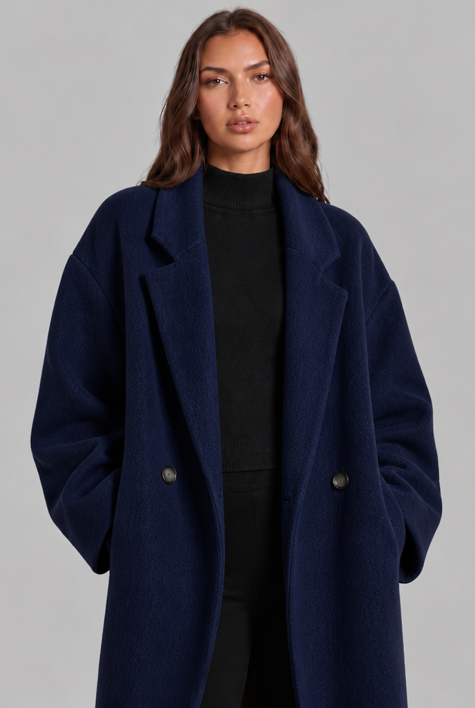 Oversized Wool Coat with Notched Lapel Audrey Calvero