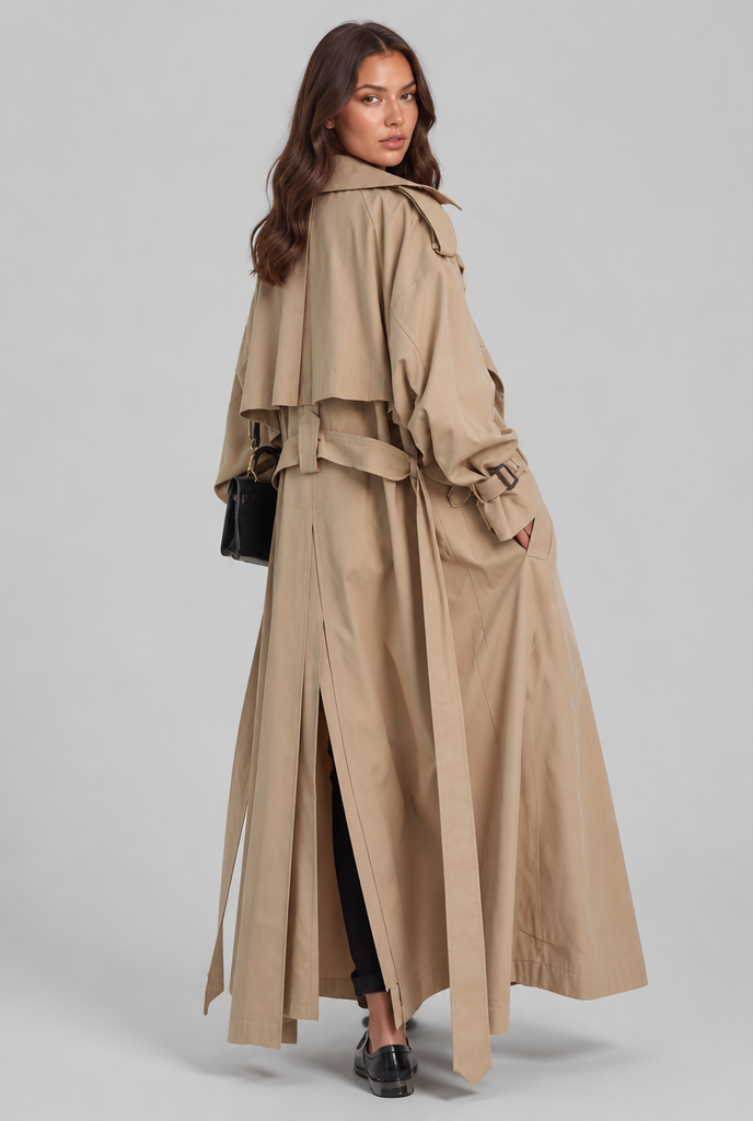 Long Trench Coat with Oversized Collar Audrey Calvero