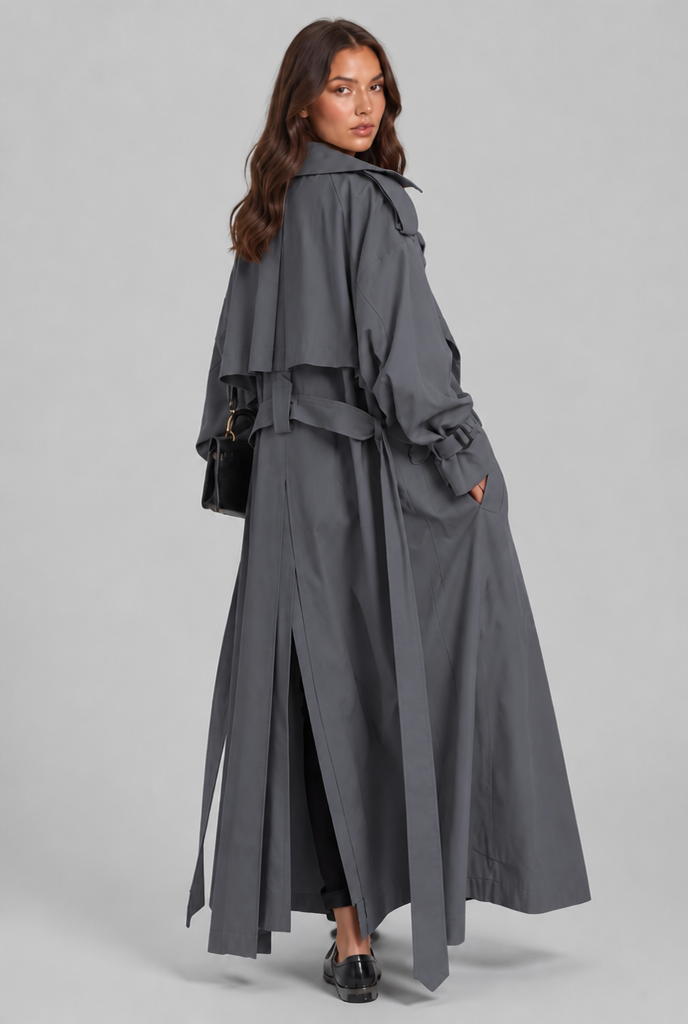 Long Trench Coat with Oversized Collar Audrey Calvero
