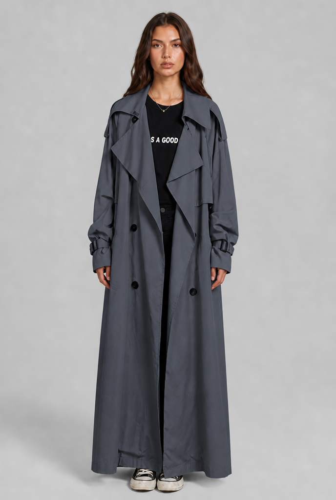 Long Trench Coat with Oversized Collar Audrey Calvero