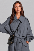 Long Trench Coat with Oversized Collar Audrey Calvero