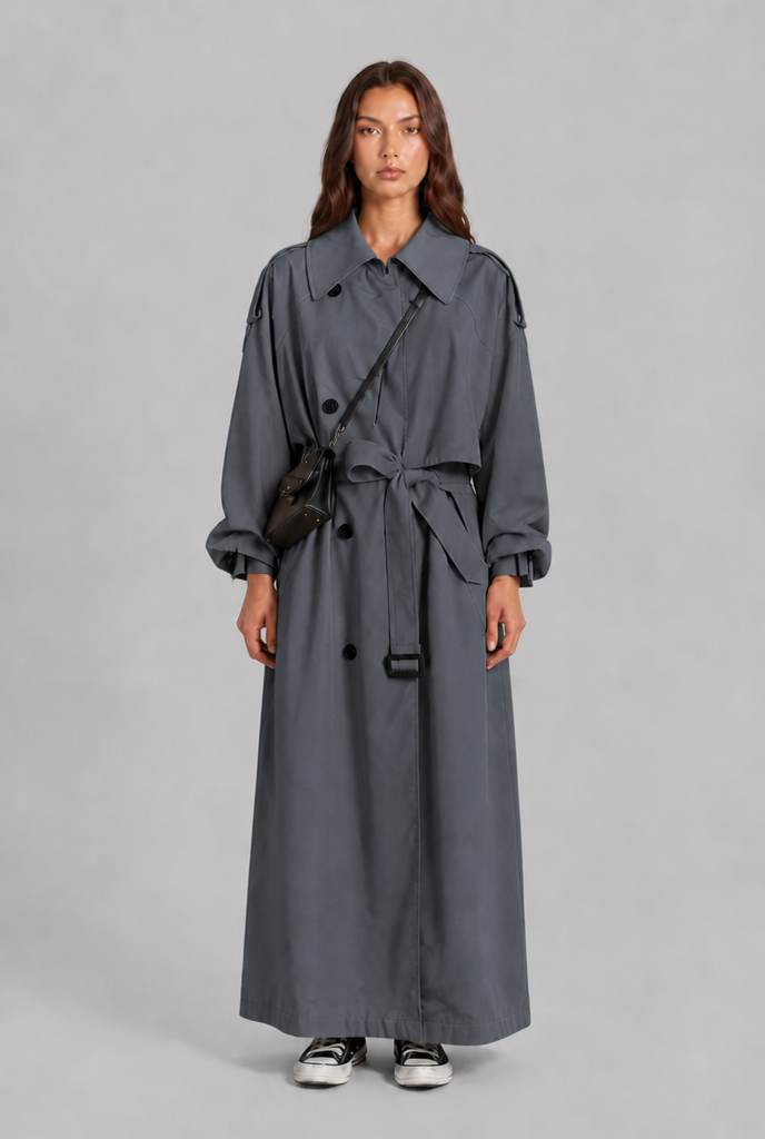Long Trench Coat with Oversized Collar Audrey Calvero