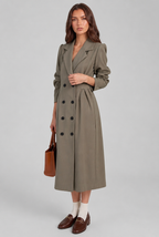 Midi Trench Coat with Double-Breasted Front Audrey Calvero