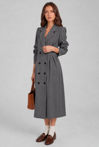 Midi Trench Coat with Double-Breasted Front Audrey Calvero