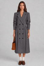 Midi Trench Coat with Double-Breasted Front Audrey Calvero