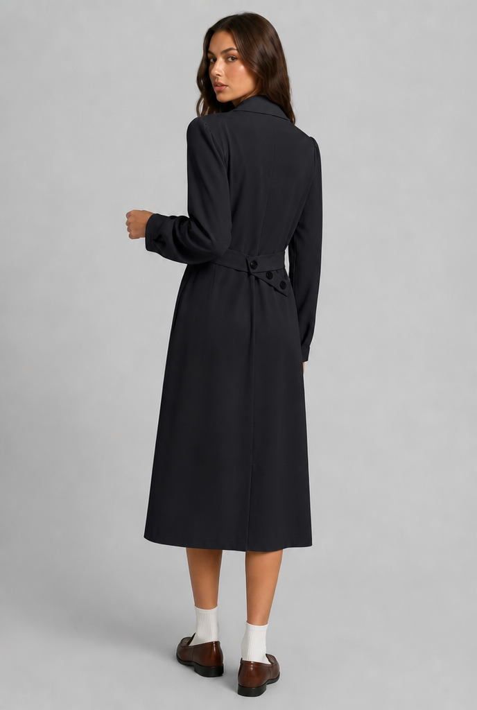 Midi Trench Coat with Double-Breasted Front Audrey Calvero