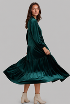Velvet Midi Dress with Tiered Skirt Audrey Calvero