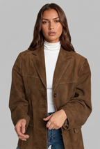 Suede Jacket with Single-Button Front Audrey Calvero
