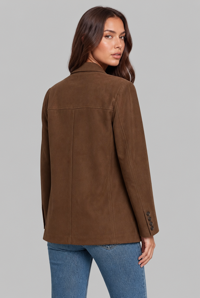 Suede Jacket with Single-Button Front Audrey Calvero