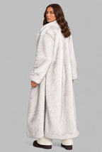 Long Faux Fur Coat with Notched Collar Audrey Calvero