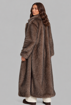 Long Faux Fur Coat with Notched Collar Audrey Calvero