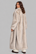 Long Faux Fur Coat with Notched Collar Audrey Calvero