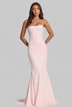 Autumn Wedding Guest Ruched Maxi Dress with Spaghetti Straps Audrey Calvero