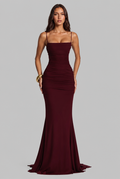Autumn Wedding Guest Ruched Maxi Dress with Spaghetti Straps Audrey Calvero