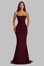 Autumn Wedding Guest Ruched Maxi Dress with Spaghetti Straps Audrey Calvero