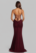 Autumn Wedding Guest Ruched Maxi Dress with Spaghetti Straps Audrey Calvero