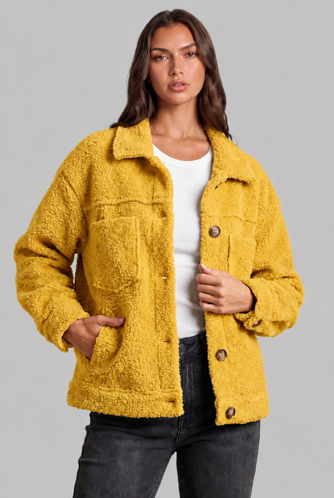 Teddy Fleece Jacket with Patch Pockets Audrey Calvero