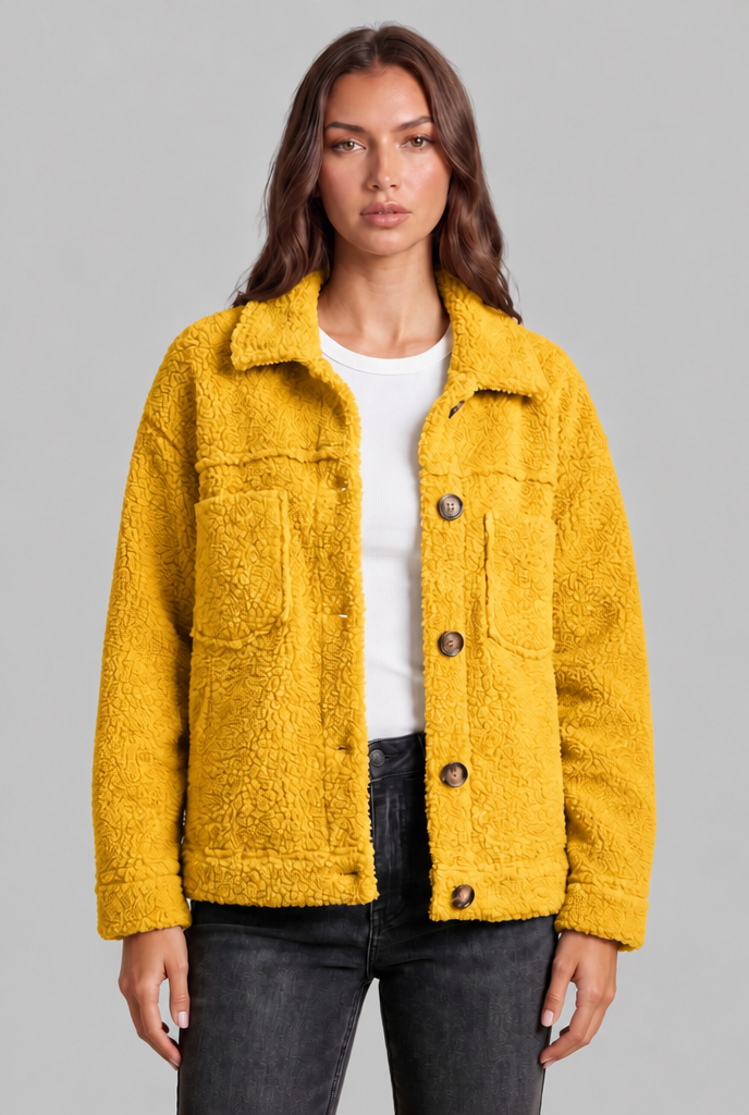 Teddy Fleece Jacket with Patch Pockets Audrey Calvero