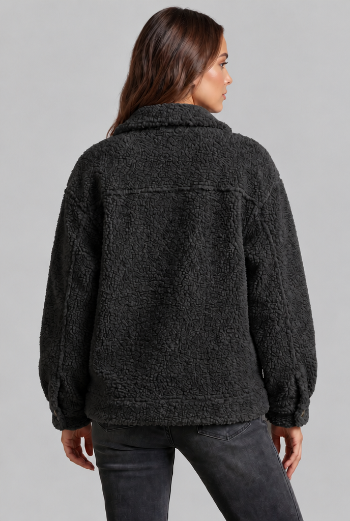 Teddy Fleece Jacket with Patch Pockets Audrey Calvero