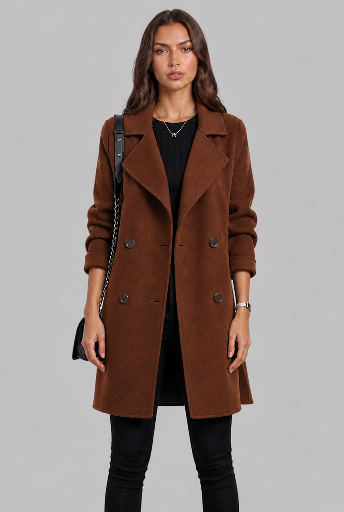Double-Breasted Wool Coat with Belted Waist Audrey Calvero