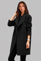 Double-Breasted Wool Coat with Belted Waist Audrey Calvero