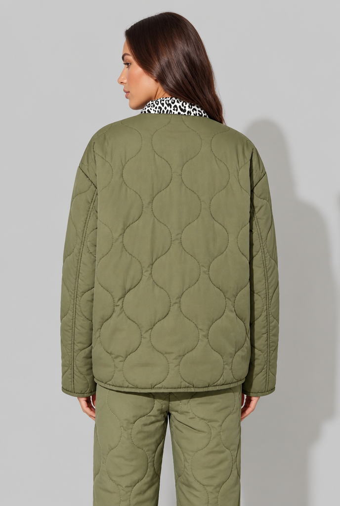 Quilted Jacket with Leopard Print Audrey Calvero