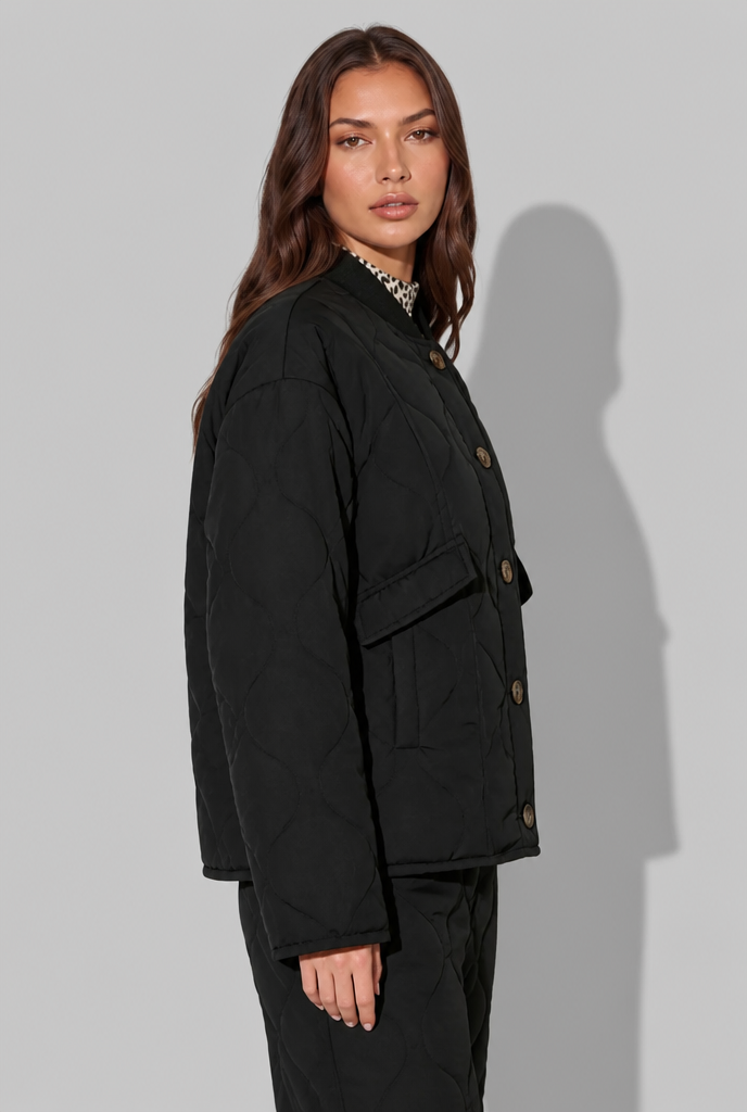 Quilted Jacket with Leopard Print Audrey Calvero