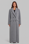 Long Wool Coat with Double-Breasted Front Audrey Calvero