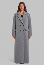 Long Wool Coat with Double-Breasted Front Audrey Calvero