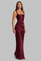Satin Feel Ruched Waist Maxi Dress Audrey Calvero