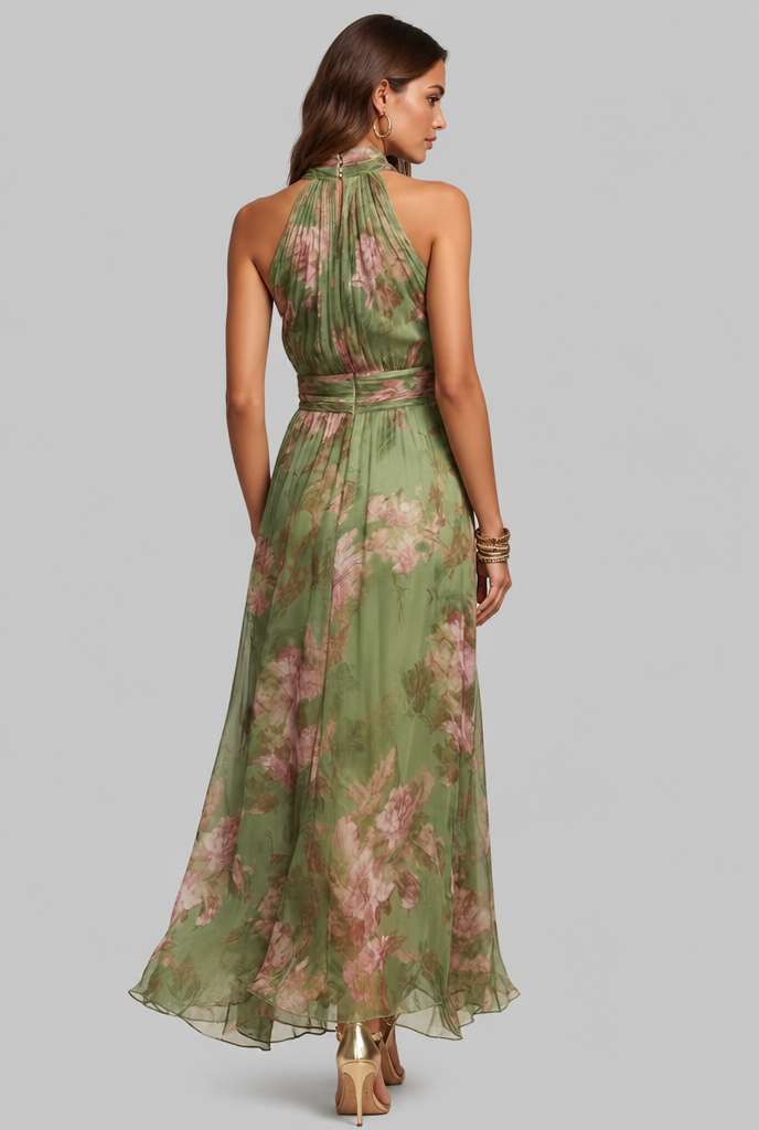 Women's Floral Halter Maxi Dress Audrey Calvero