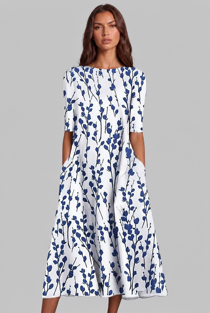 Floral Midi Dress with Pockets Audrey Calvero