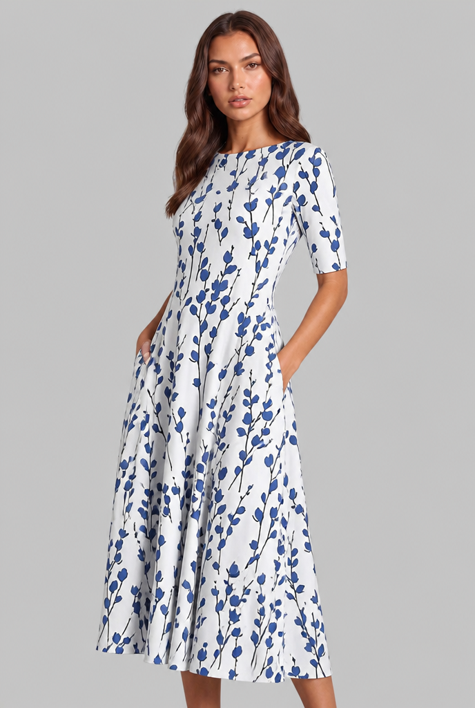 Floral Midi Dress with Pockets Audrey Calvero