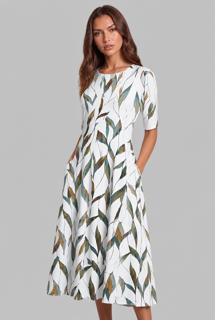 Floral Midi Dress with Pockets Audrey Calvero
