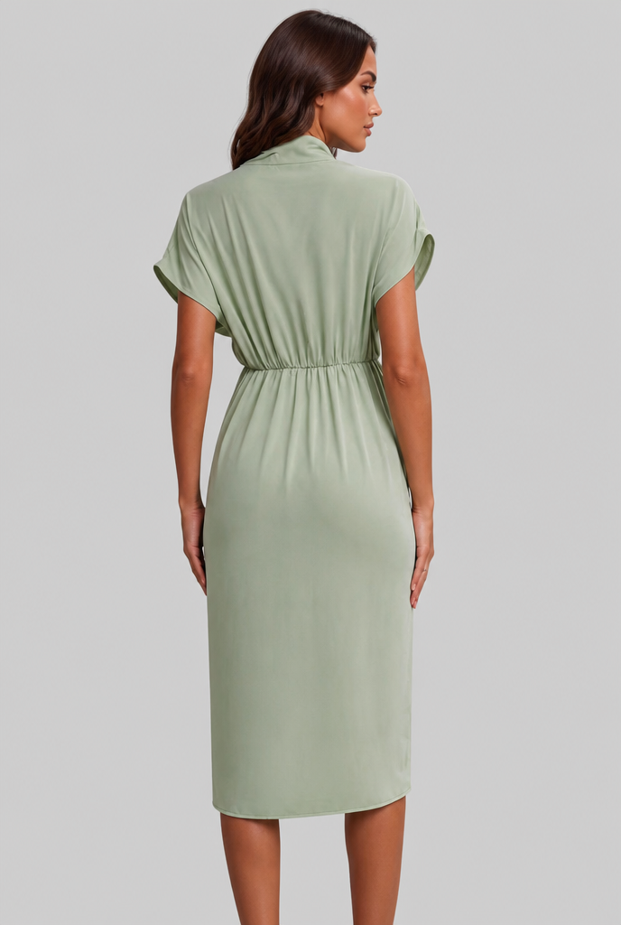 Wrap Midi Dress with Draped Skirt Audrey Calvero