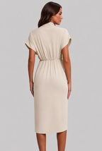 Wrap Midi Dress with Draped Skirt Audrey Calvero