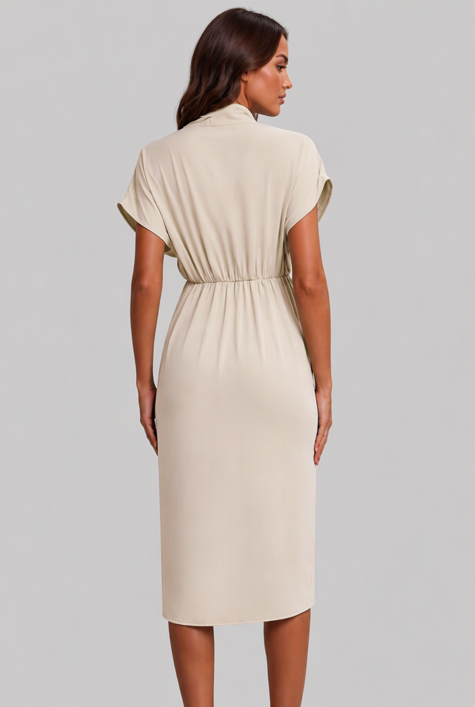 Wrap Midi Dress with Draped Skirt Audrey Calvero