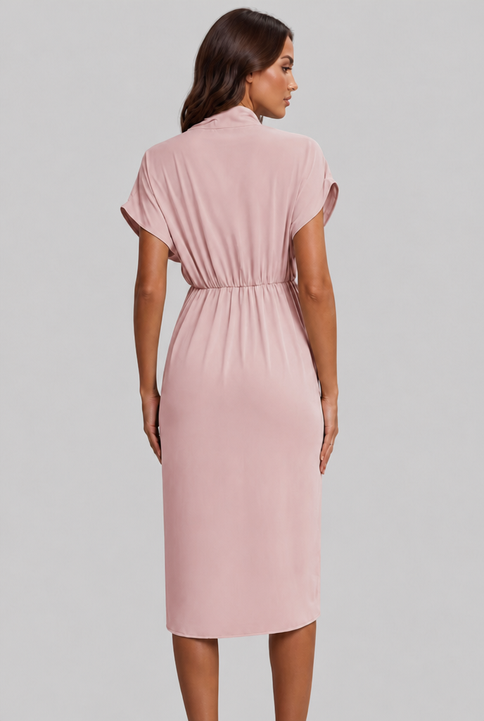 Wrap Midi Dress with Draped Skirt Audrey Calvero