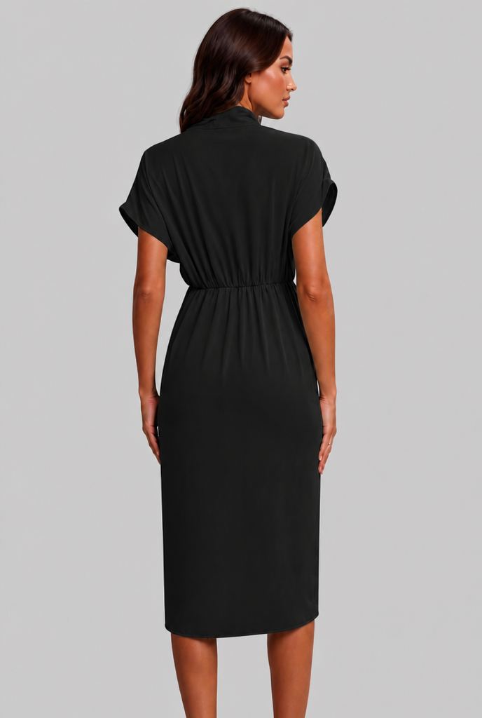 Wrap Midi Dress with Draped Skirt Audrey Calvero