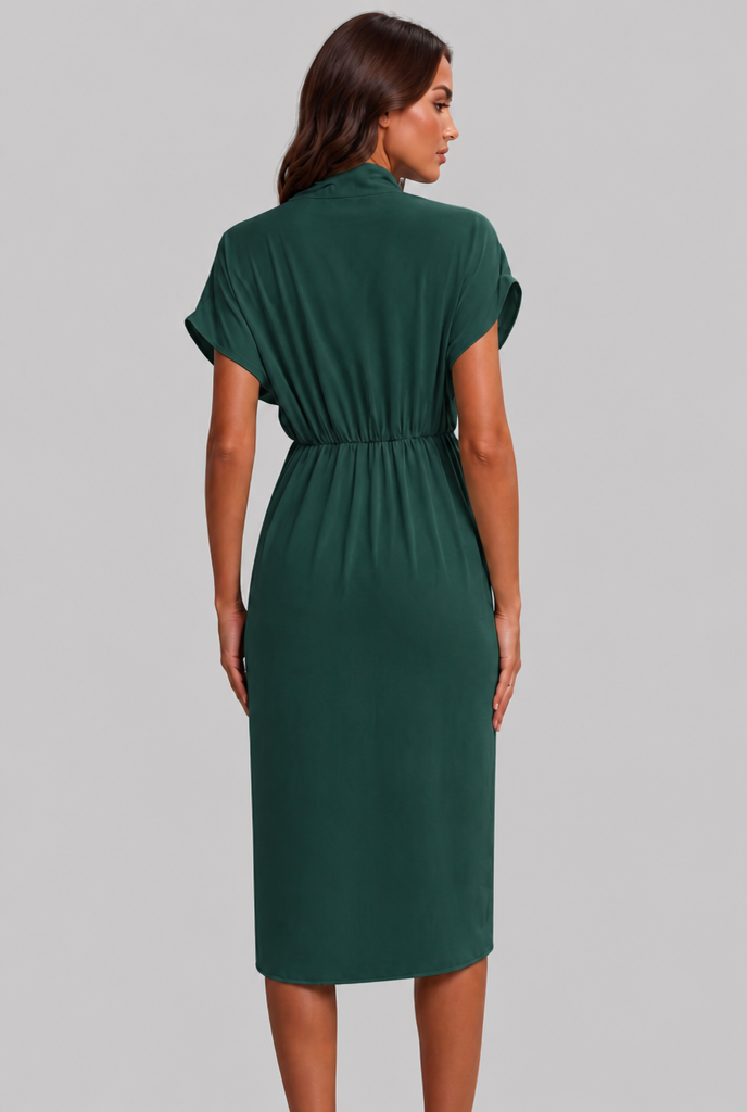Wrap Midi Dress with Draped Skirt Audrey Calvero