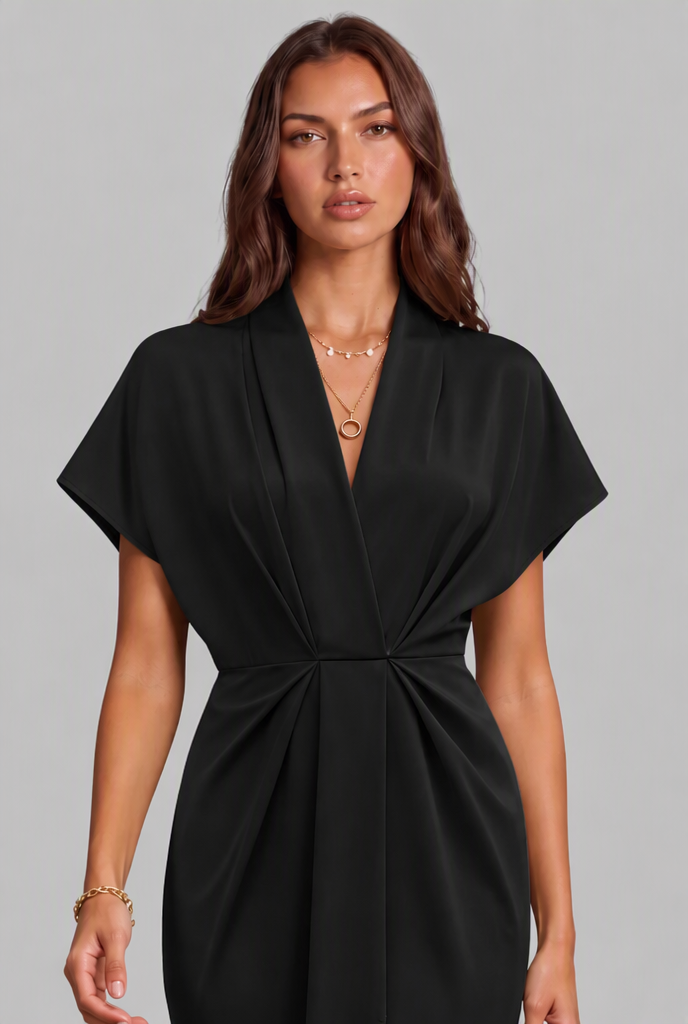 Wrap Midi Dress with Draped Skirt Audrey Calvero