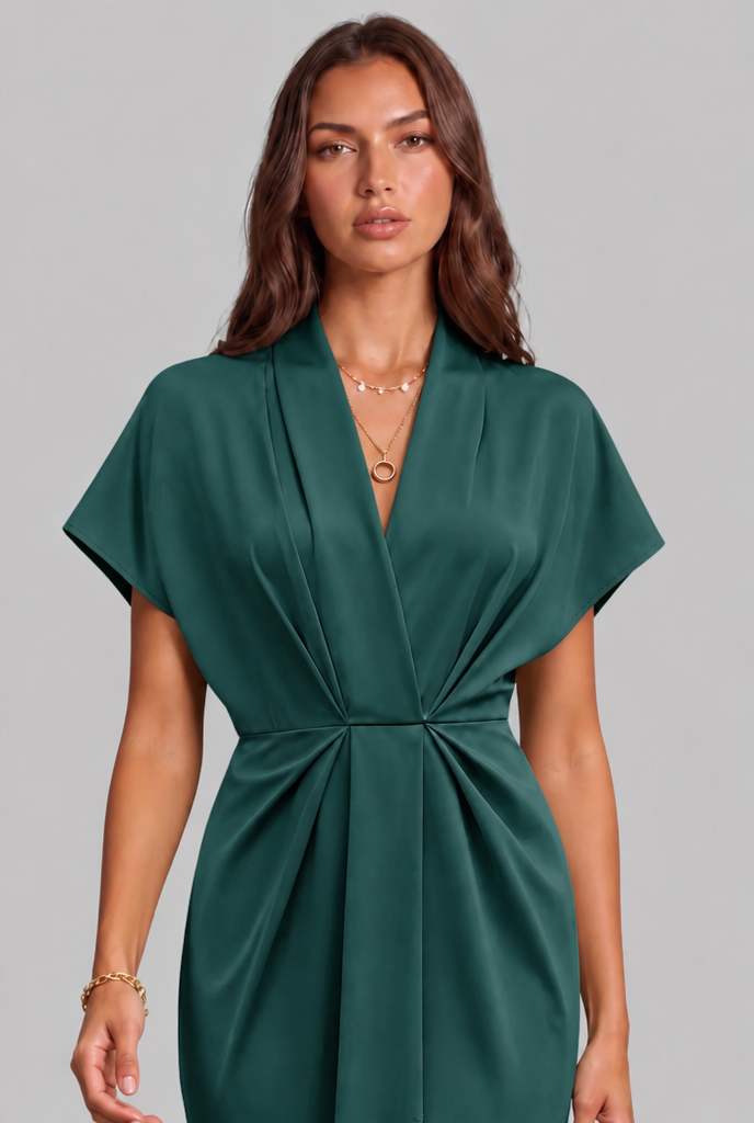 Wrap Midi Dress with Draped Skirt Audrey Calvero