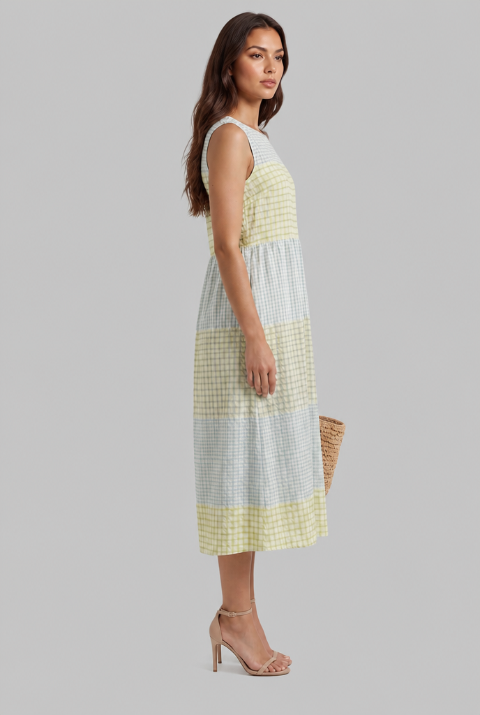 Gingham Midi Dress Audrey Calvero