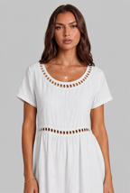 Linen Midi Dress with Cutwork Detail Audrey Calvero