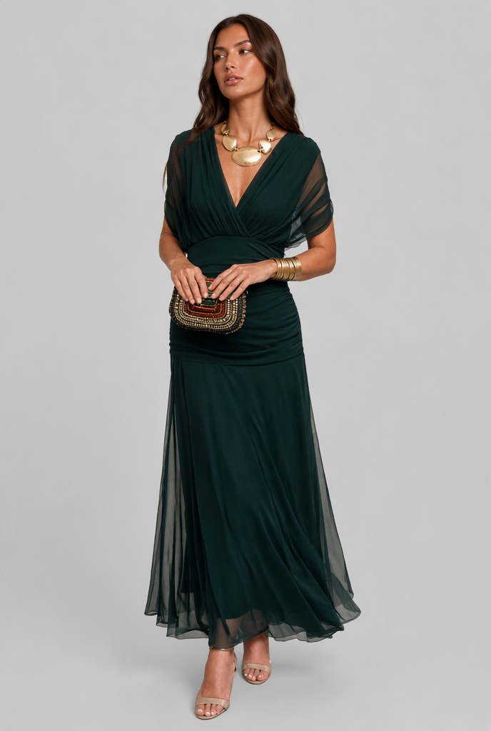 Women's Chiffon Maxi Dress with V-Neck Audrey Calvero